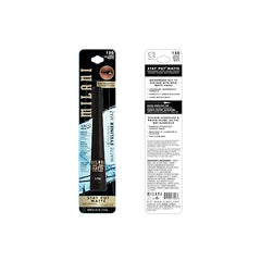 Milani Stay Put Matte Liquid Eyeliner black waterproof swatch showing lasting finish.
