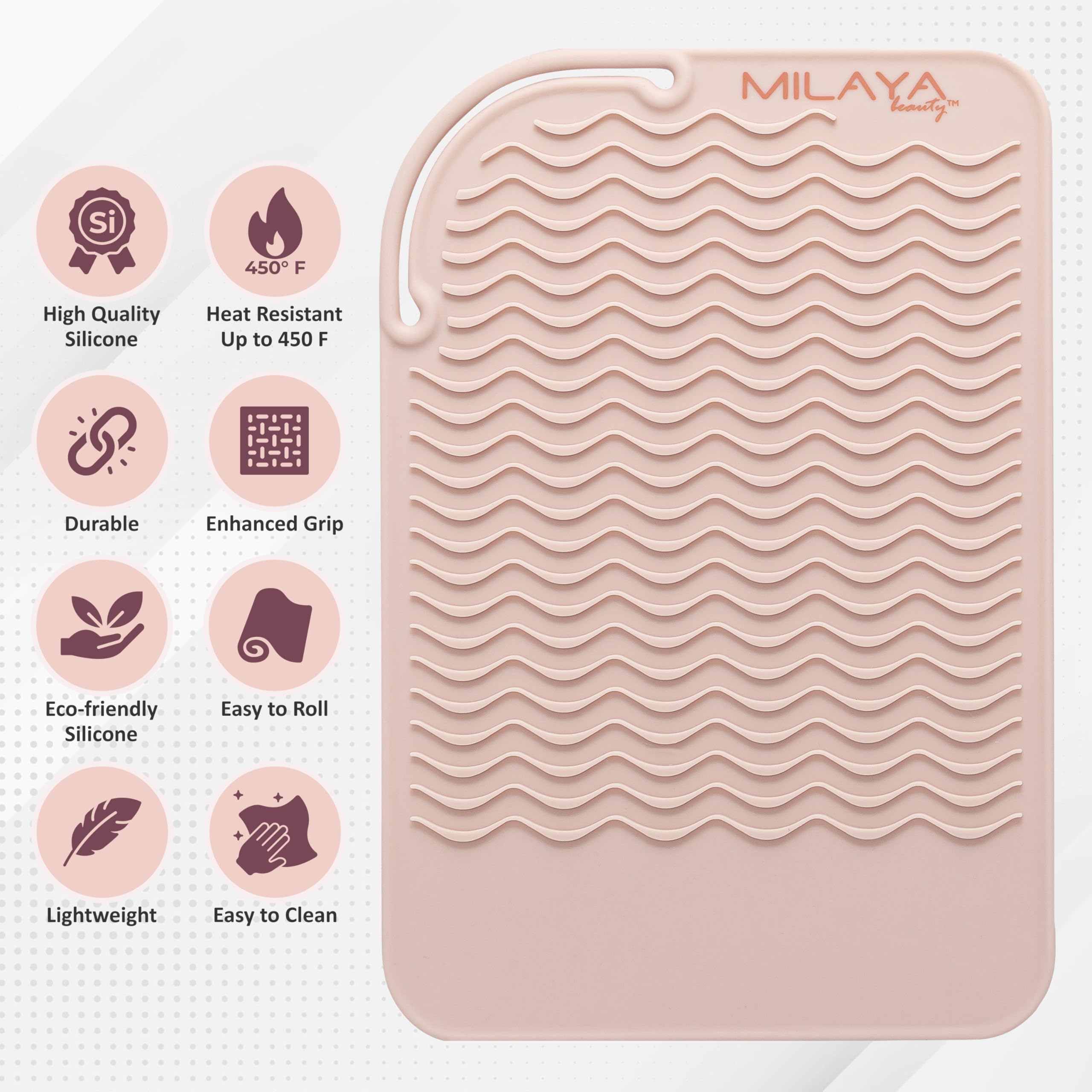 Vanity setup featuring Milaya Beauty mat for stylish organization.