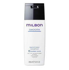 Milbon Smooth Smoothing Shampoo bottle for coarse hair delivering silky texture and easy detangling