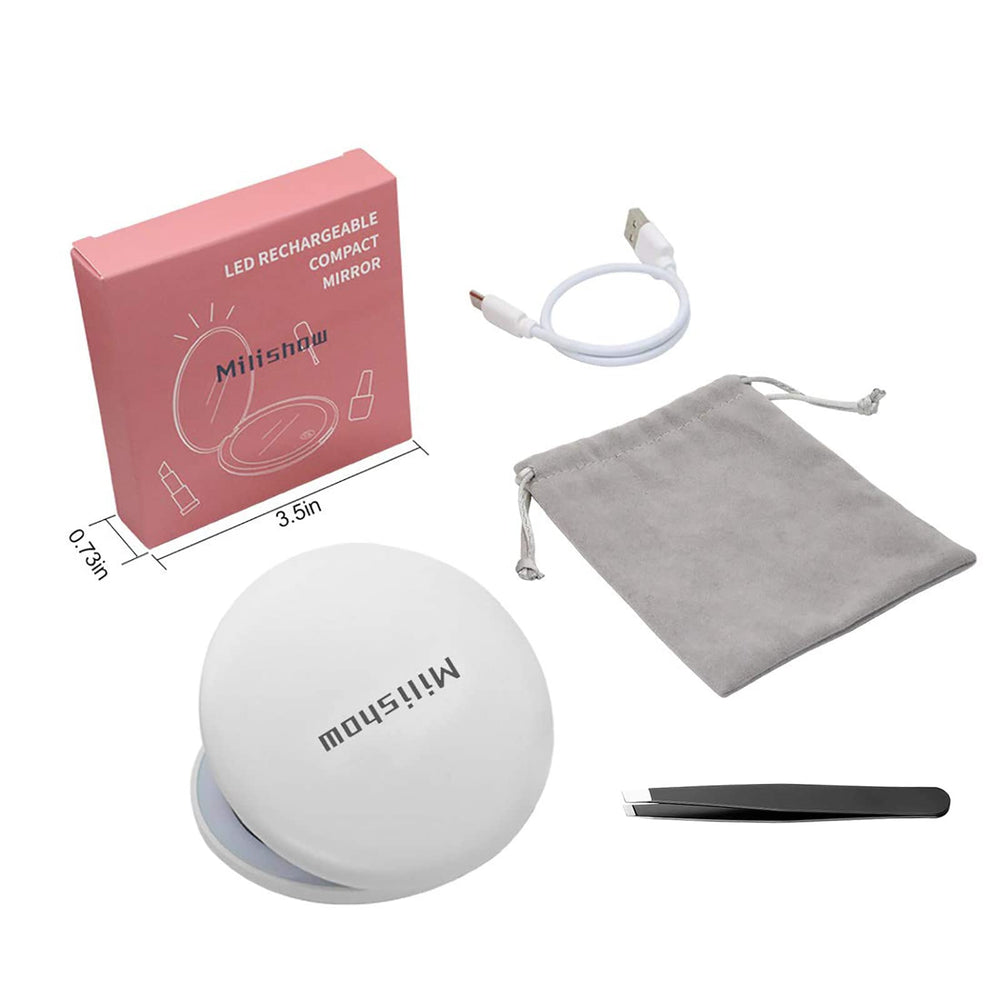 Milishow travel-ready mirror in a slim package that fits in a bag