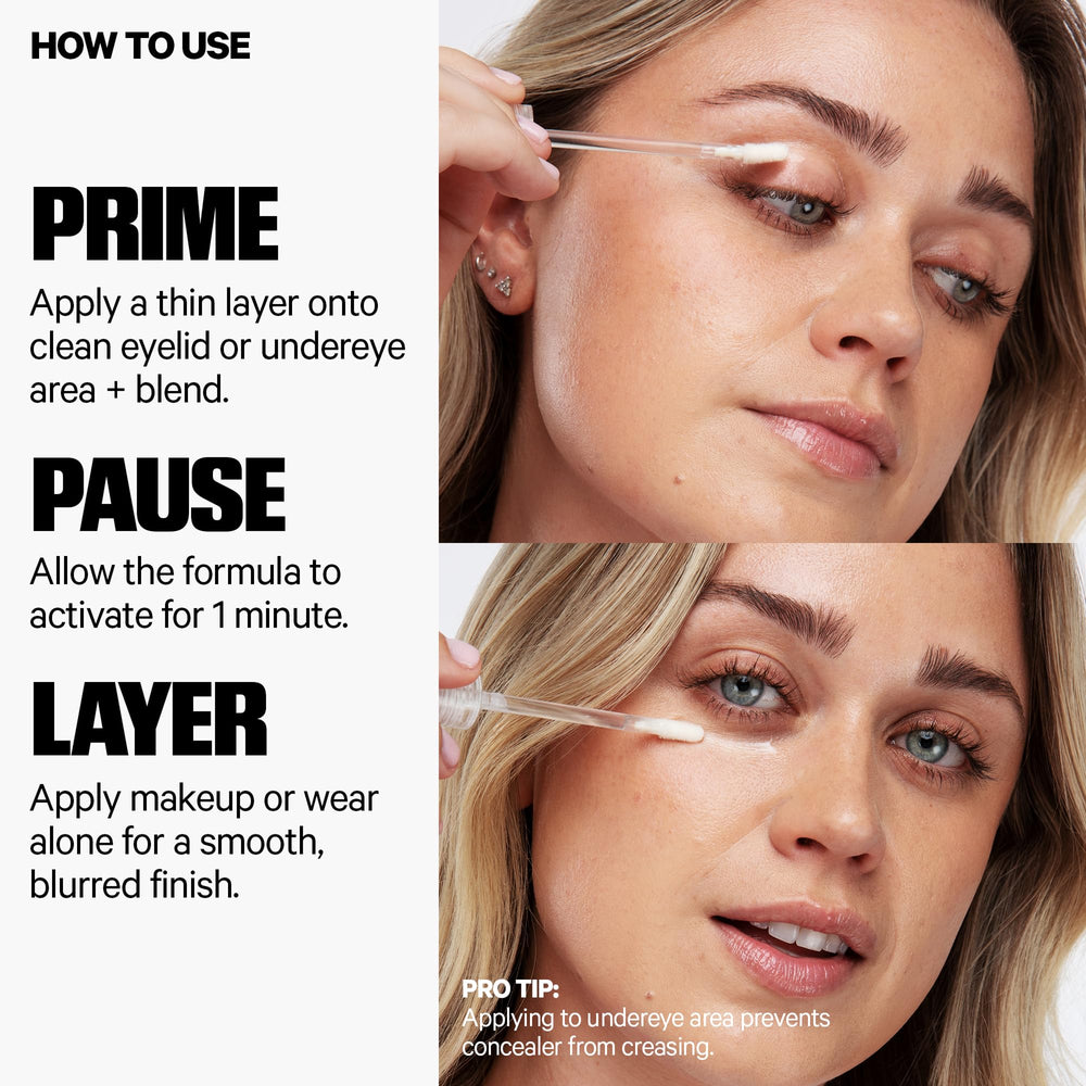 Milk Makeup Hydro Grip Eye Primer hydration boost with visible glow on eyelid