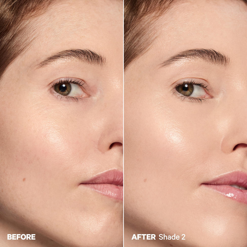 Milk Makeup Hydro Grip tint on cheek reveals a dewy glow.