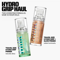 Milk Makeup Hydro Grip Primer bottle displaying glassy, dewy look for long wear.
