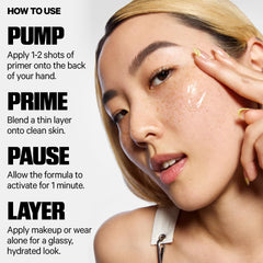 Milk Makeup Hydro Grip Primer on skin after application with a dewy glow
