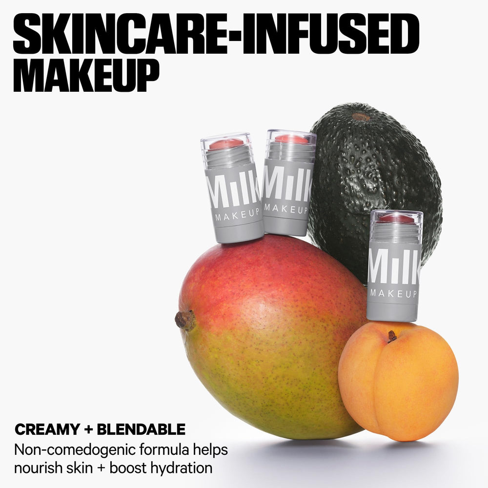 Milk Makeup Lip + Cheek Stick Quirk application on cheek shows natural flush