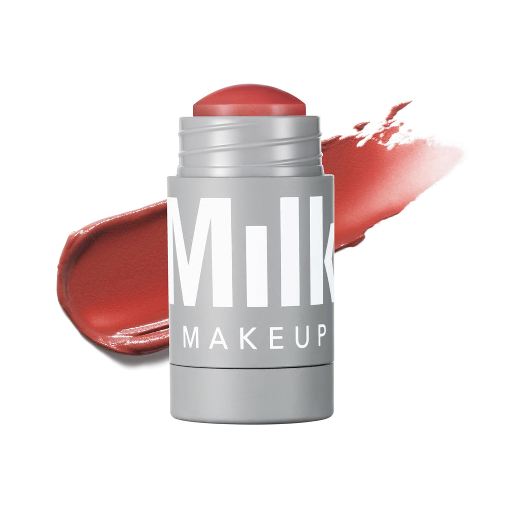 Milk Makeup Lip + Cheek Stick Quirk swatch shows creamy, buildable color for cheeks