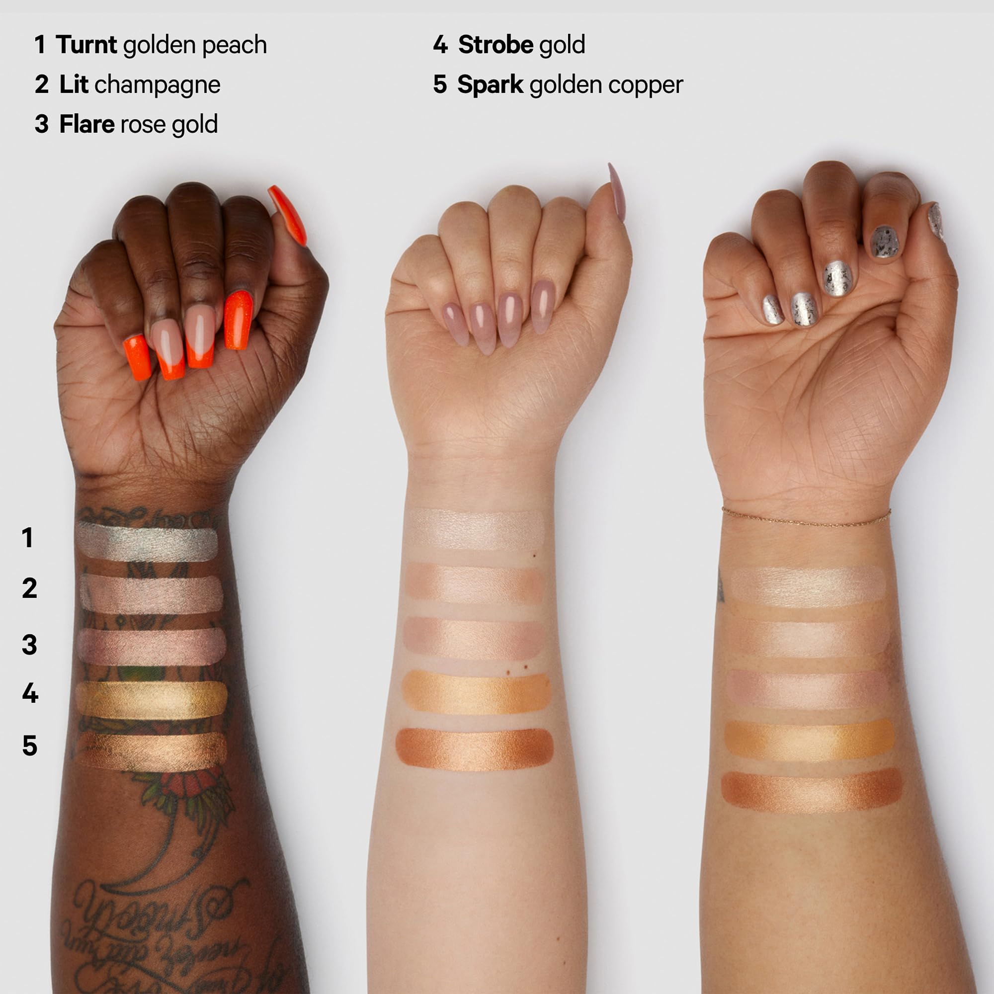 Milk Makeup Lit highlighter stick on legs for glowing skin.