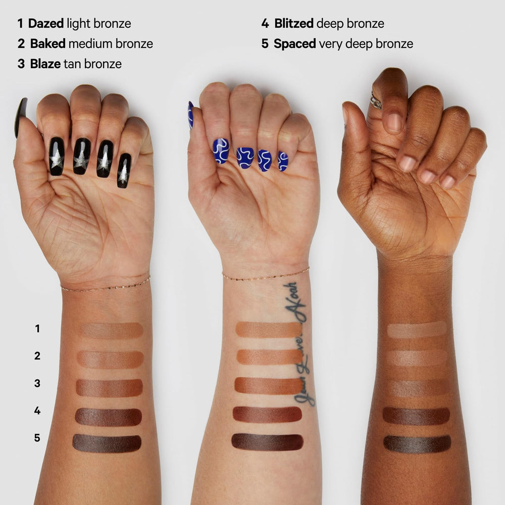 Milk Makeup Matte Bronzer Stick collarbone body application for all-over bronze.