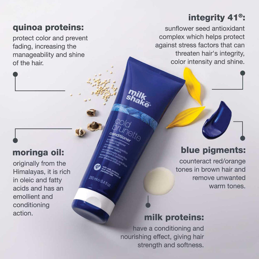 Creamy texture of milk_shake Cold Brunette conditioner showing nourishing benefits