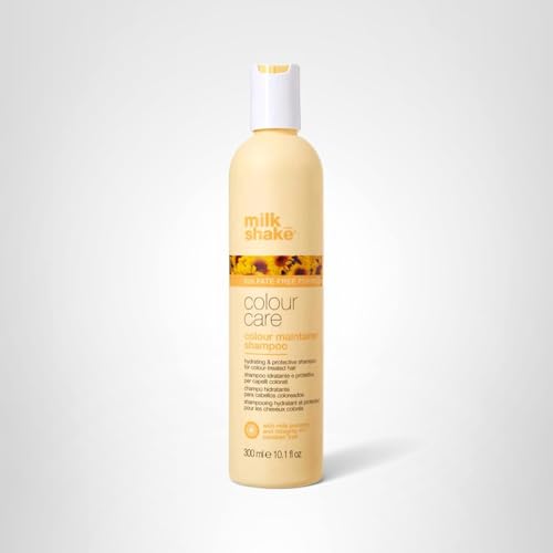 Milk Shake Color Maintainer Shampoo label info emphasizes color compatibility for color-treated hair.