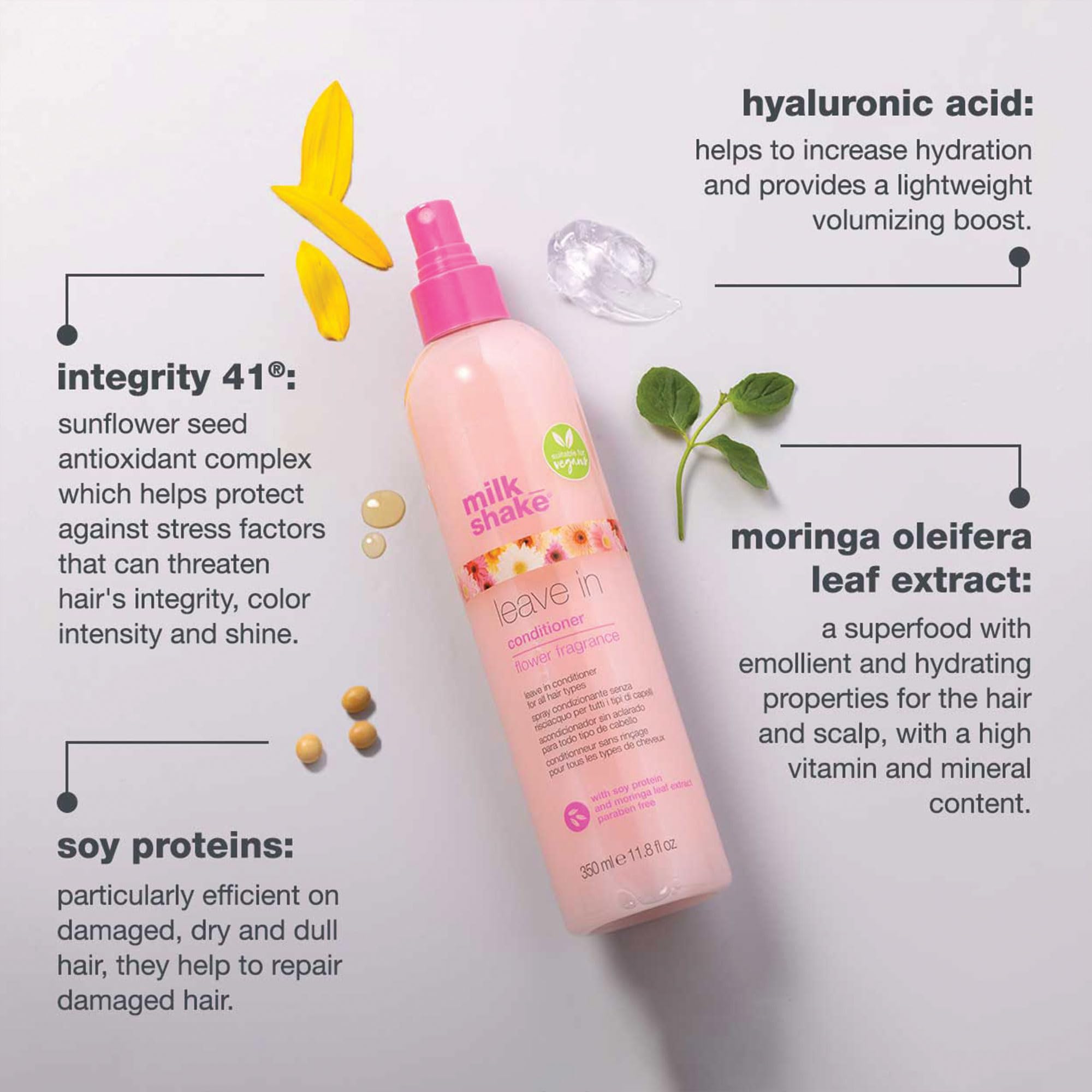 Milk Shake Flower Fragrance Hair Mist adds a delicate scent during styling.