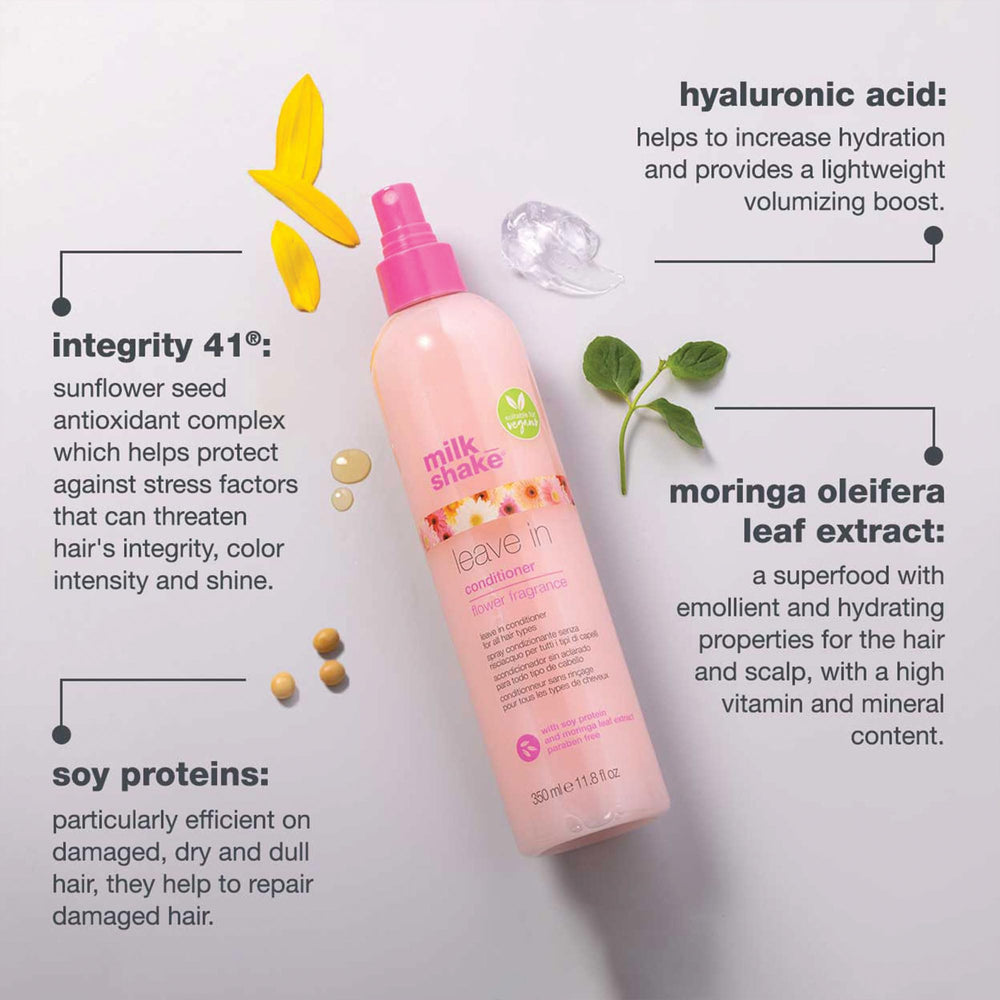 Milk Shake Flower Fragrance Hair Mist adds a delicate scent during styling.