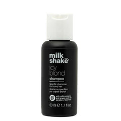 Milk Shake Icy Blond Shampoo botella: envase destaca pigmentos para enfriar tonos cálidos.