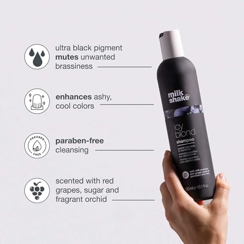Milk Shake Icy Blond Shampoo espuma: textura cremosa que suaviza el cabello rubio.