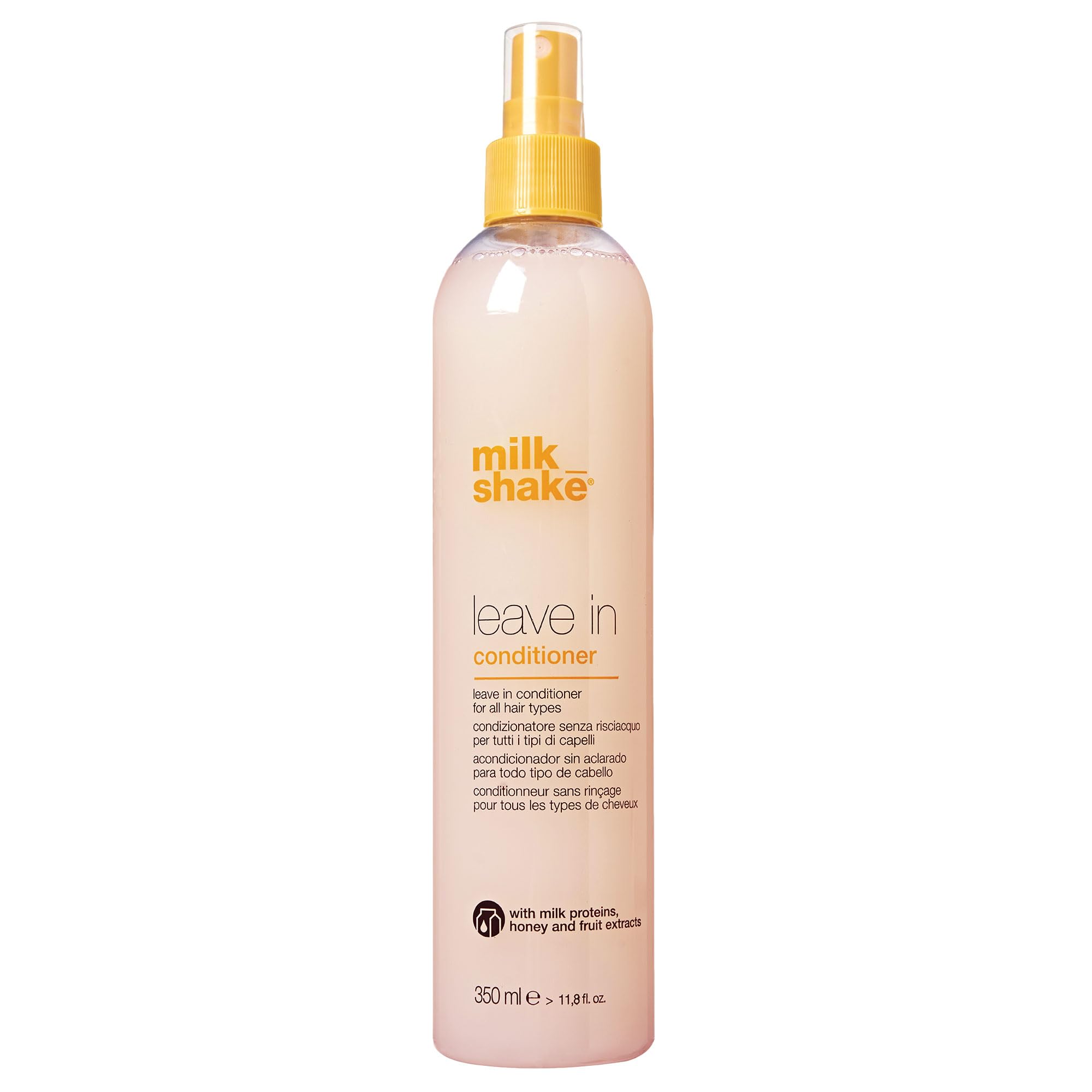 milk-shake leave-in conditioner bottle promotes smooth, shiny hair