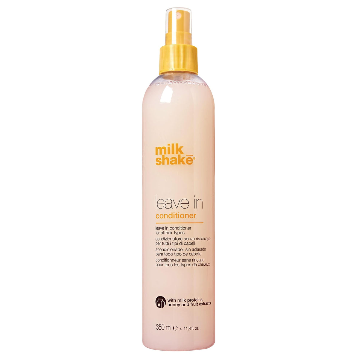 milk-shake leave-in conditioner bottle promotes smooth, shiny hair