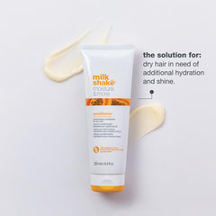 milk-shake moisture & more conditioner bottle back view highlighting ingredients