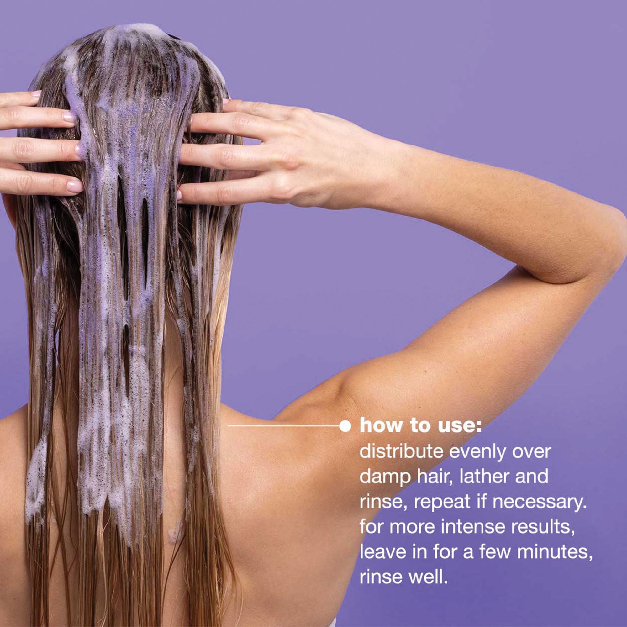 Milk Shake Silver Shine Shampoo hair-tone image suggests neutralizing yellow undertones for cool glow.