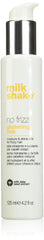 Milk Shake Glistening Milk bottle shows frizz control and balanced moisture benefits.