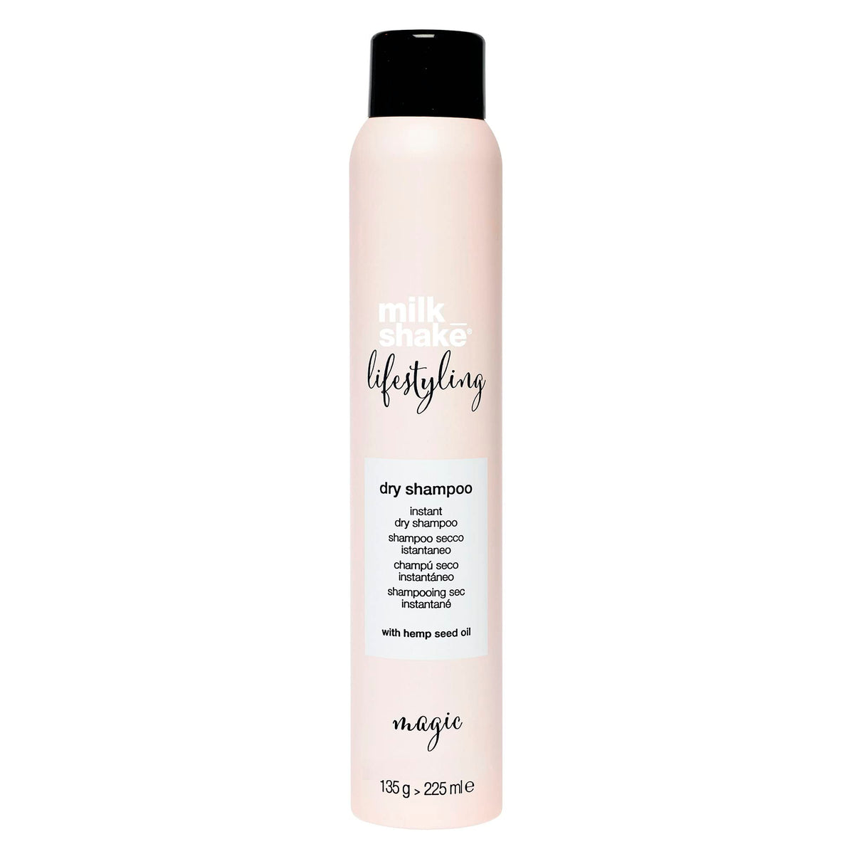 milk_shake Lifestyling Dry Shampoo bottle showing instant freshness for greasy roots.