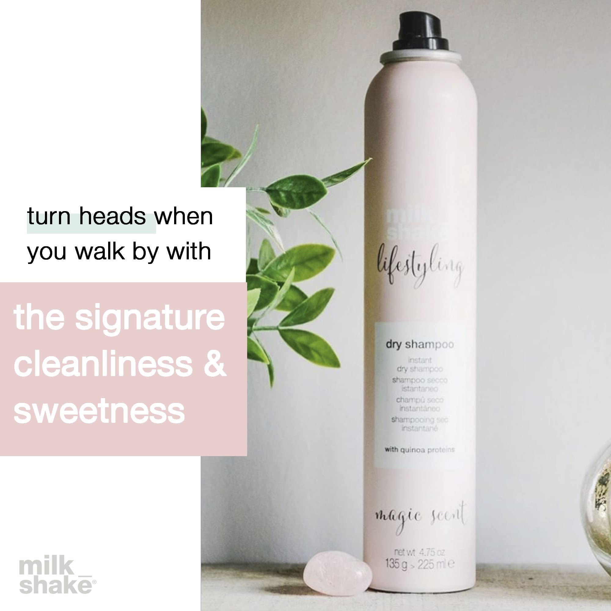 milk_shake Lifestyling Dry Shampoo for dark hair with invisible finish.