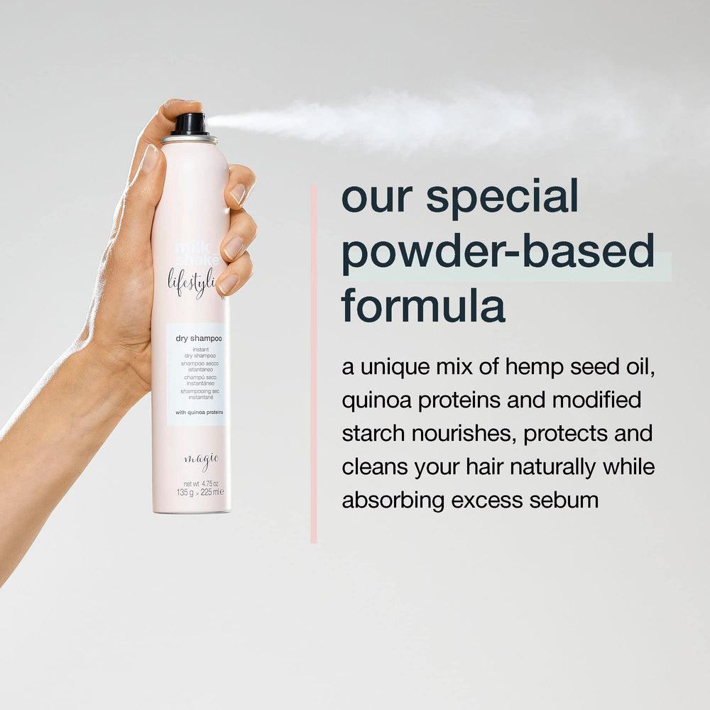 milk_shake Lifestyling Dry Shampoo scent conveys signature clean aroma.