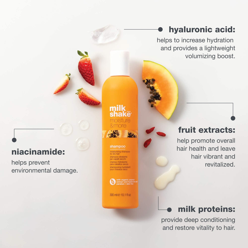 Milk_shake Moisture & More shampoo smoothing hair texture.