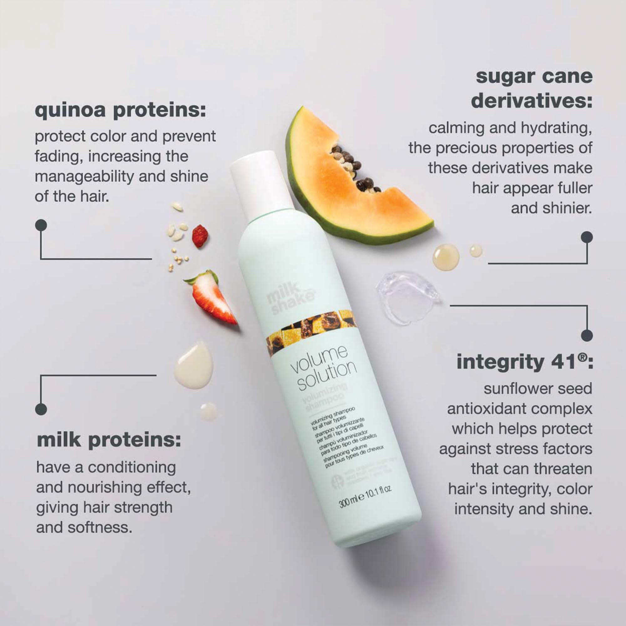 milk_shake Volume Solution Shampoo creates creamy lather for gentle cleansing