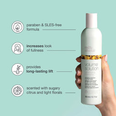 milk_shake Volume Solution Shampoo dispensing pump showing easy application