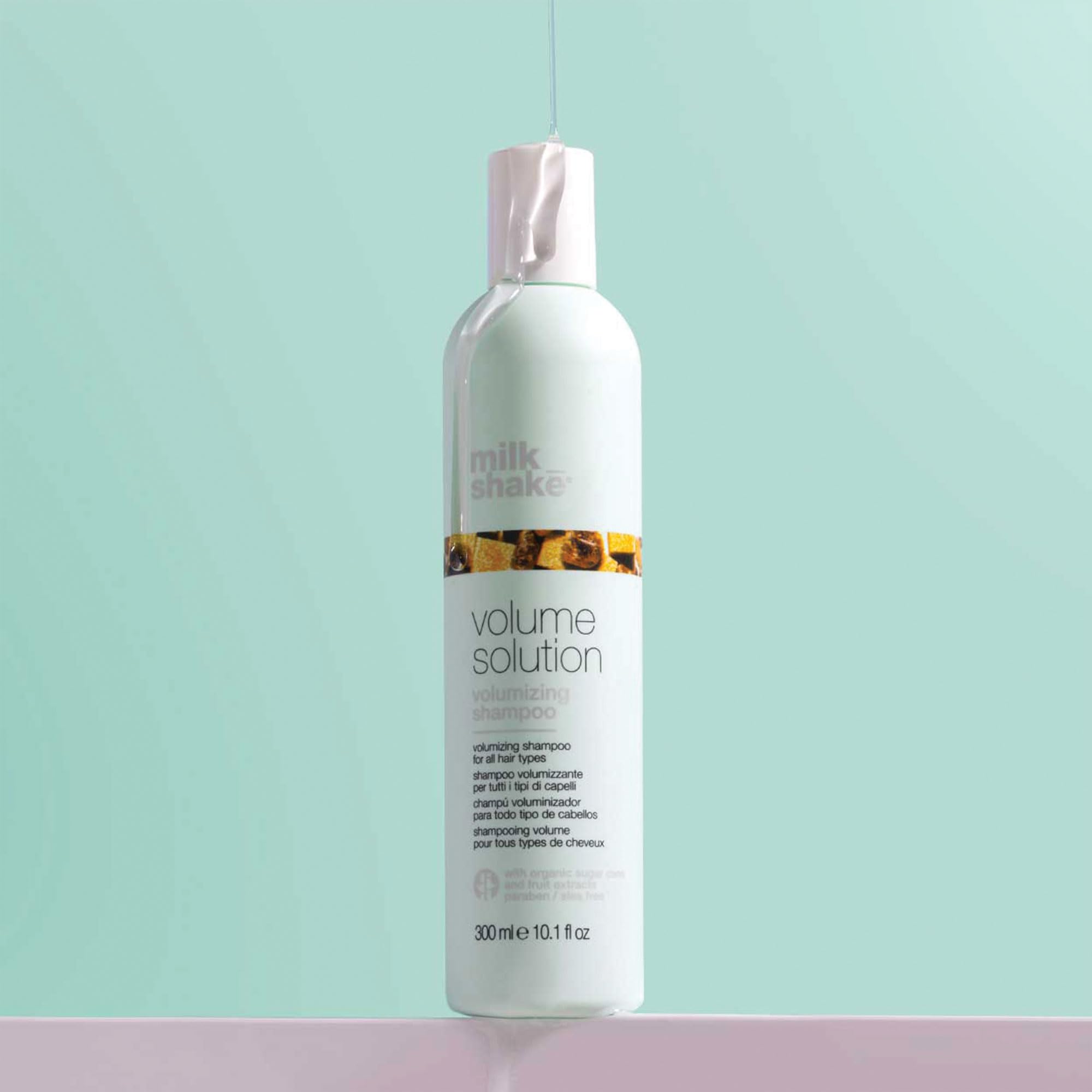 close-up of ingredient list from milk_shake Volume Solution Shampoo highlighting sugar derivatives