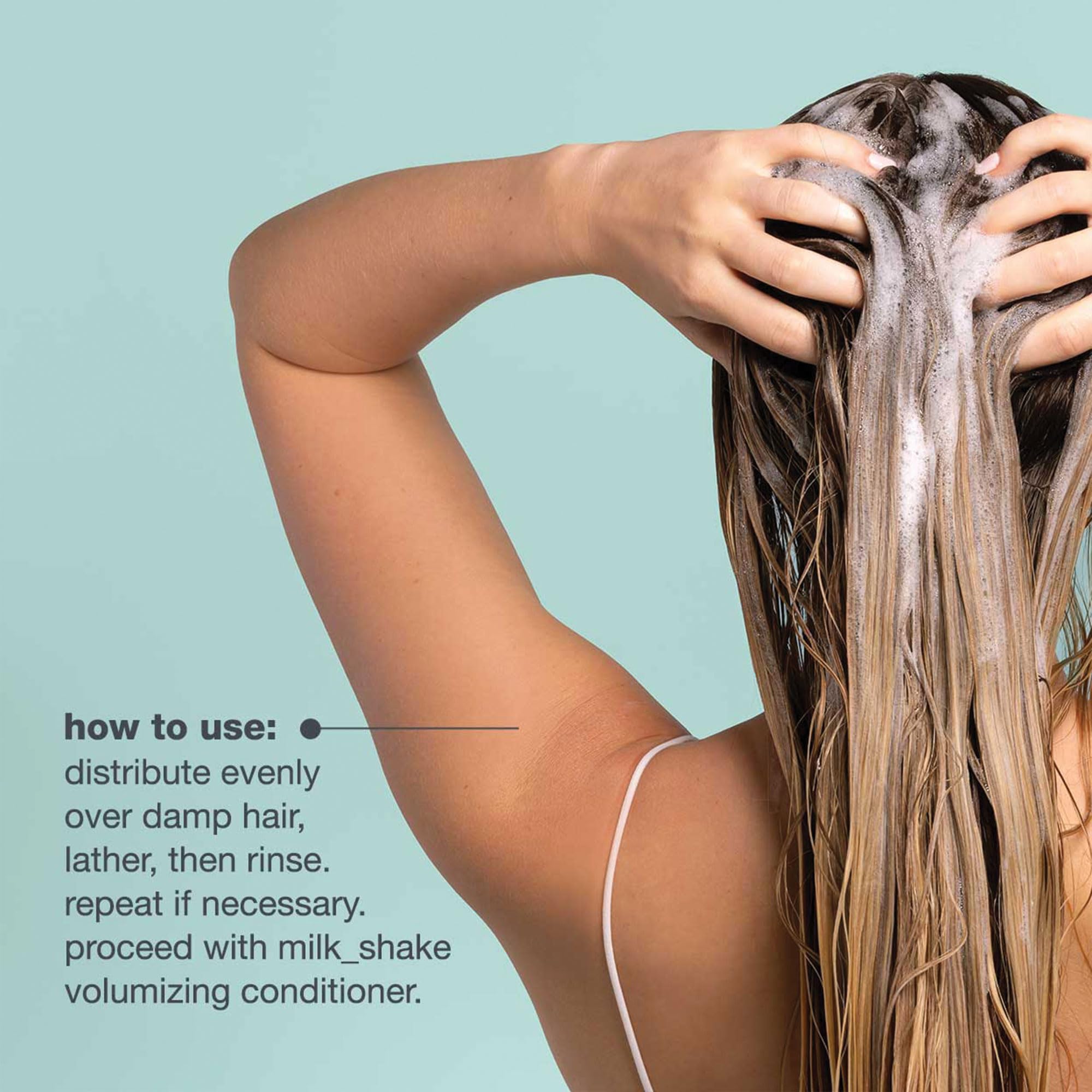 milk_shake Volume Solution Shampoo in a salon setting suggesting professional results