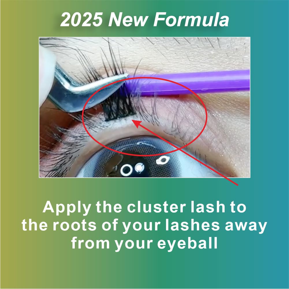 MILKLEAR Applying lash clusters with glue demonstrates precise, quick placement