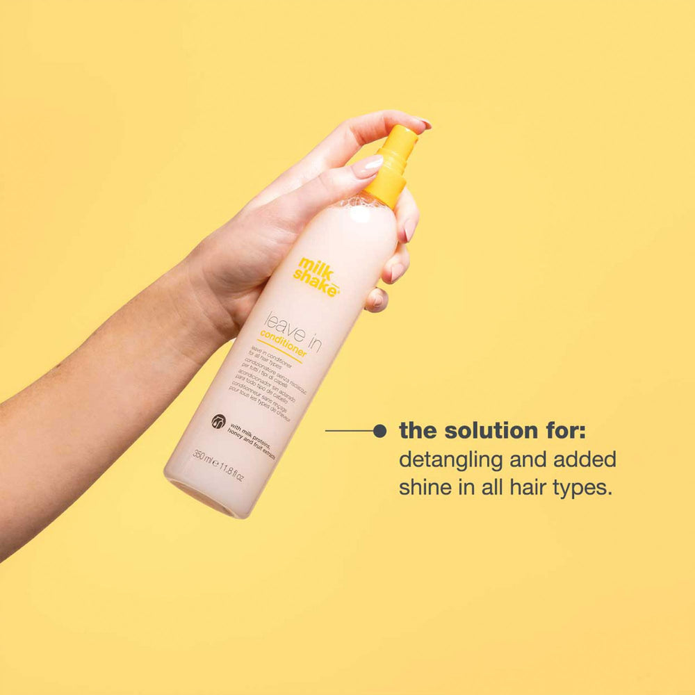 Milkshake Leave-In Detangler Spray packaging and display suggests a color-safe option for daily care.