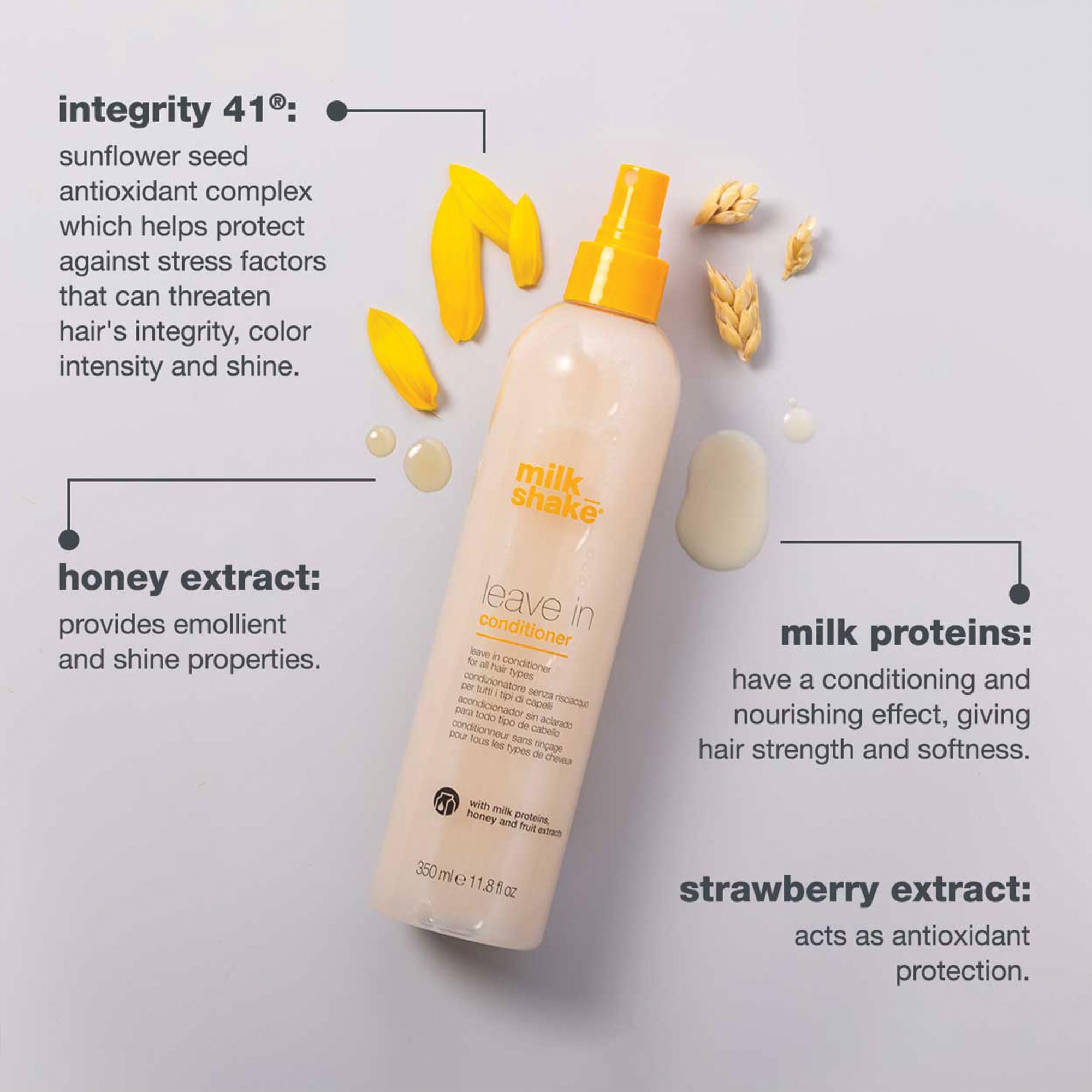 Milkshake Leave-In Detangler Spray spray mist on hair for smooth combing and hydration.