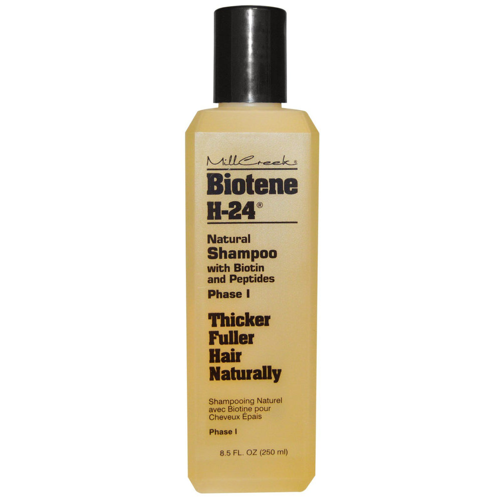 Acondicionador Mill Creek Biotene H-24 en botella para cabello suave y manejable.