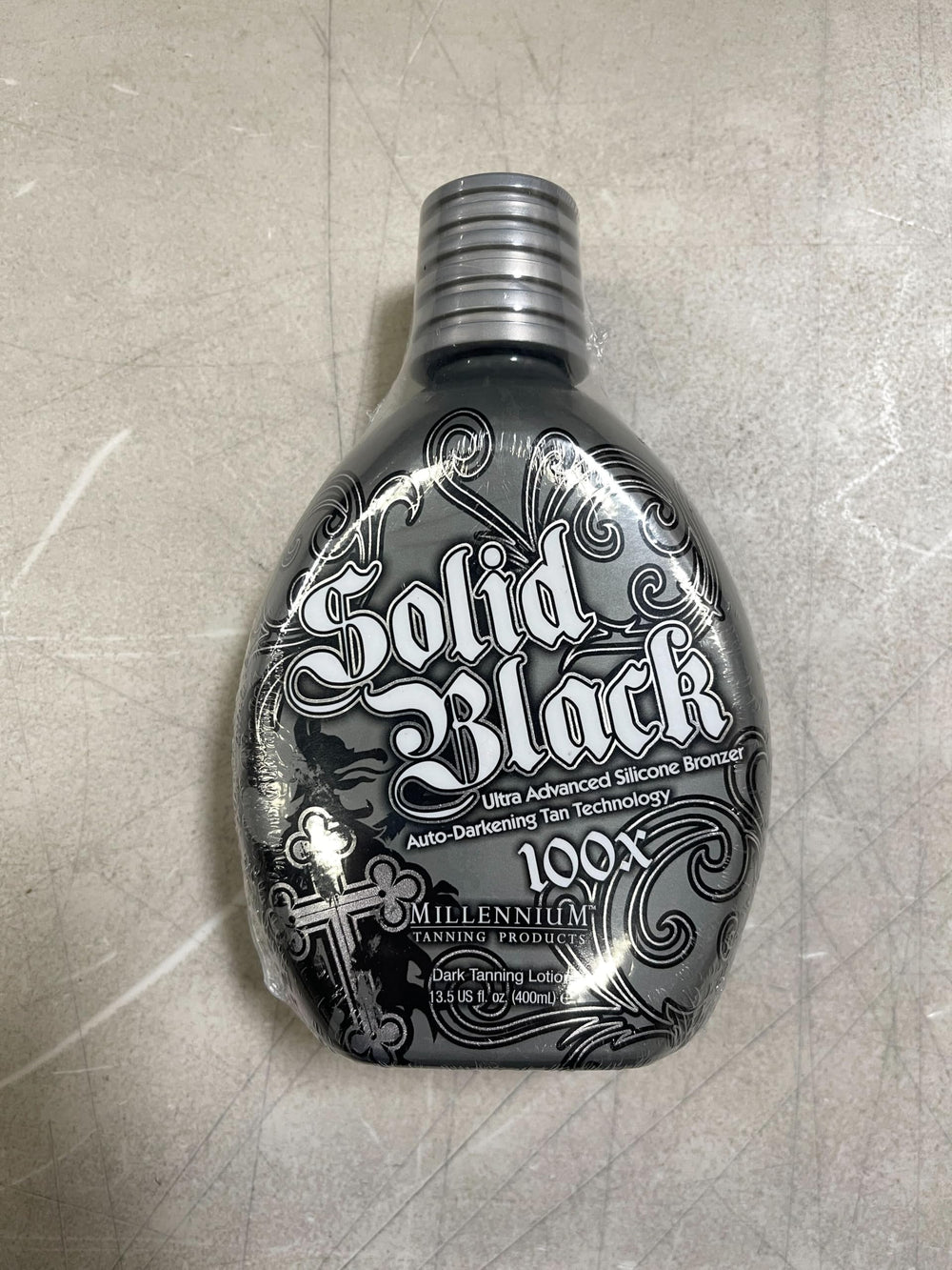 Millennium Tanning Solid Black 100X soft skin finish after application.