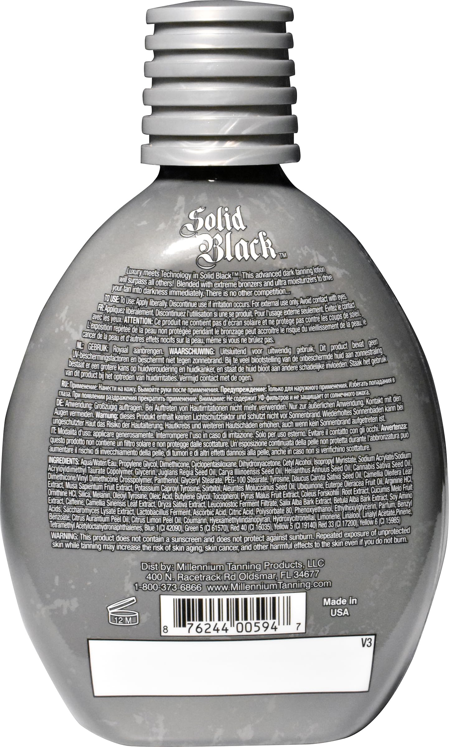 Millennium Tanning Solid Black 100X close-up texture showing bronze finish.