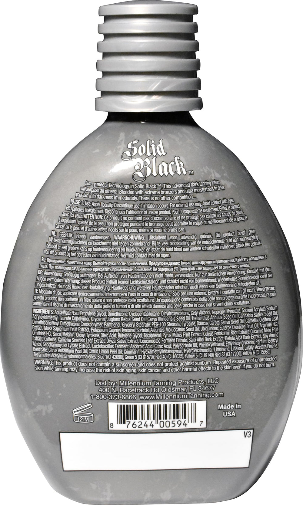 Millennium Tanning Solid Black 100X close-up texture showing bronze finish.