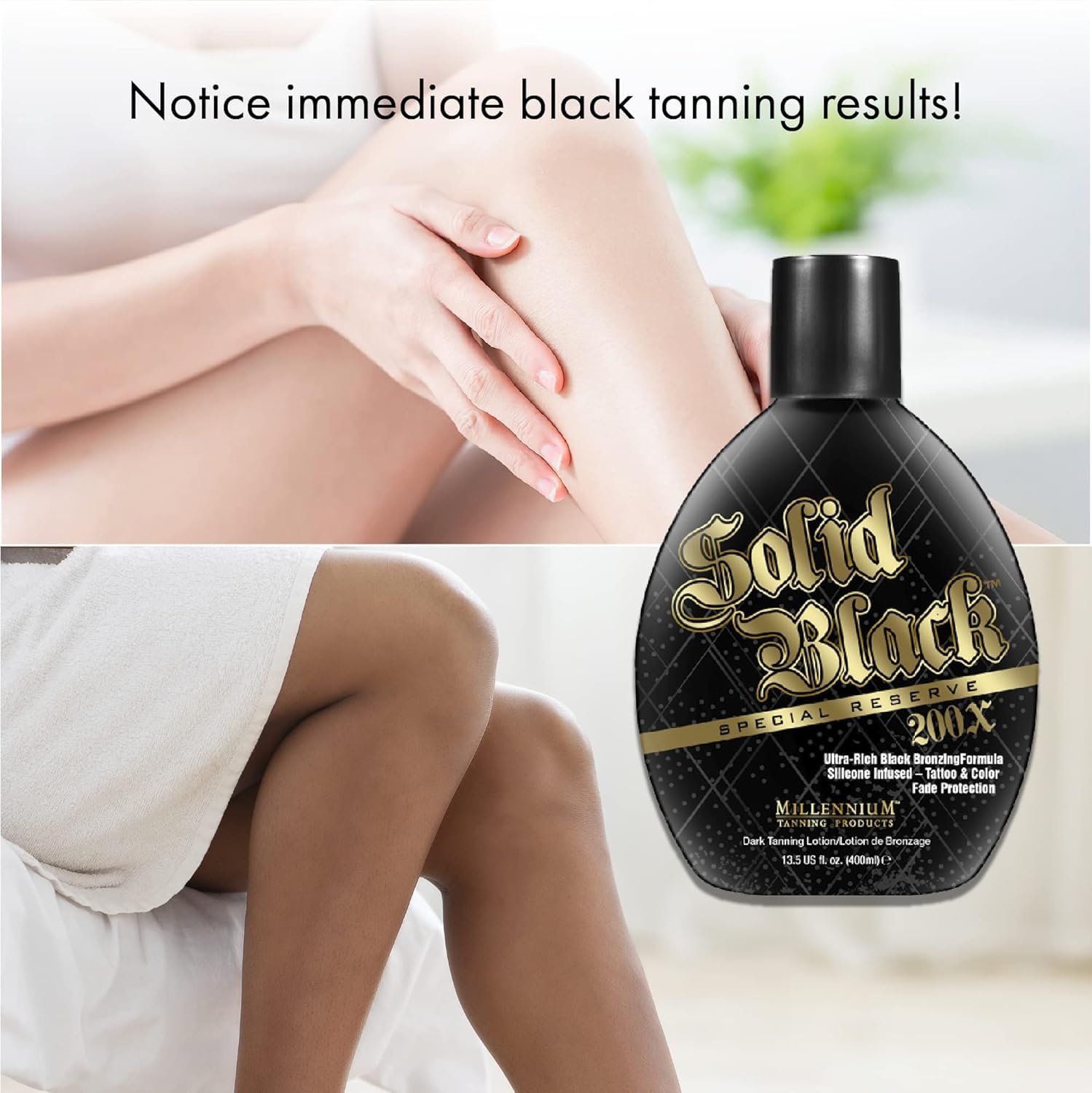 Solid Black bronzer swirl demonstrates rich, deep bronze color