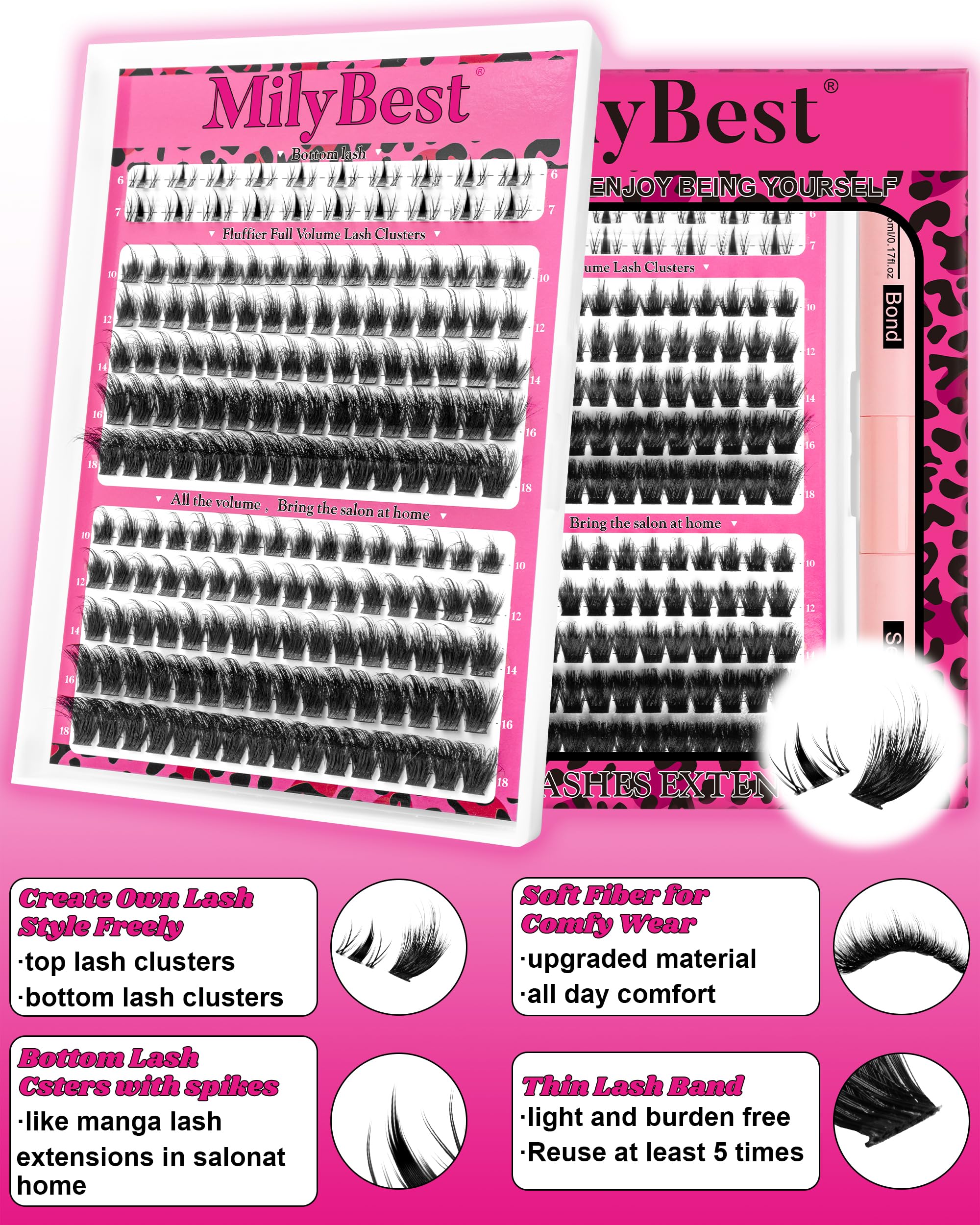 MilyBest Bond Seal lash glue dual-ended in use for strong hold and clean finish.