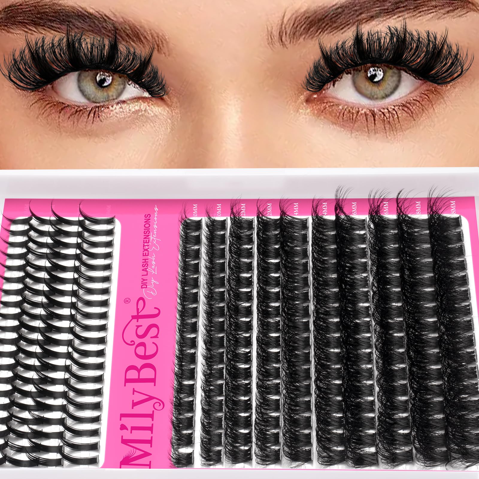 MilyBest featherlight lashes close-up showing lightweight fibers for comfort.
