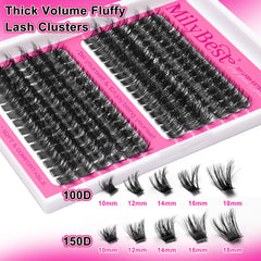 MilyBest Fluffy Lash Clusters 12mm length delivers balanced volume for almond eyes