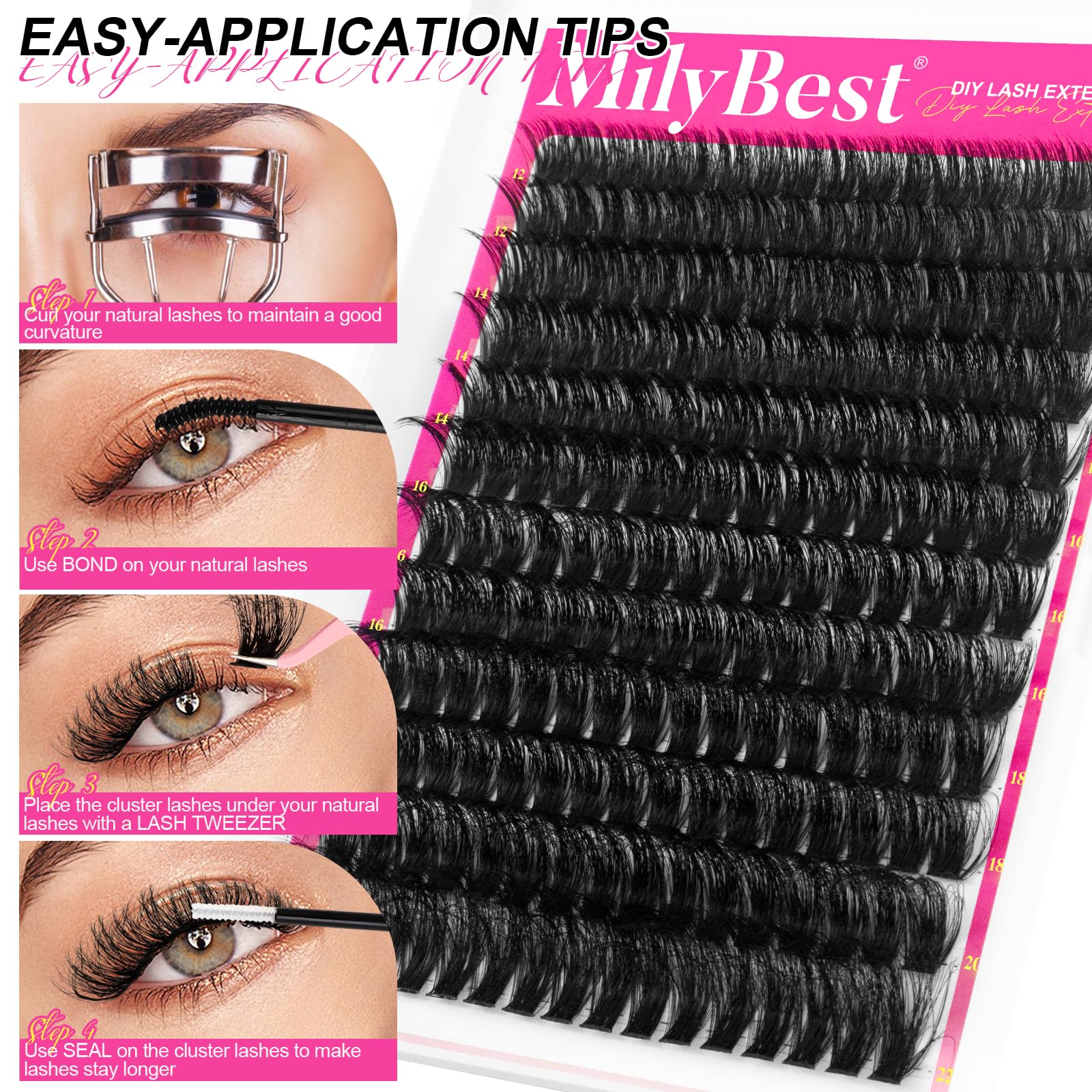 MilyBest Fluffy Lash Clusters Kit buildable volume lets you layer 3-5 clusters for wispy looks