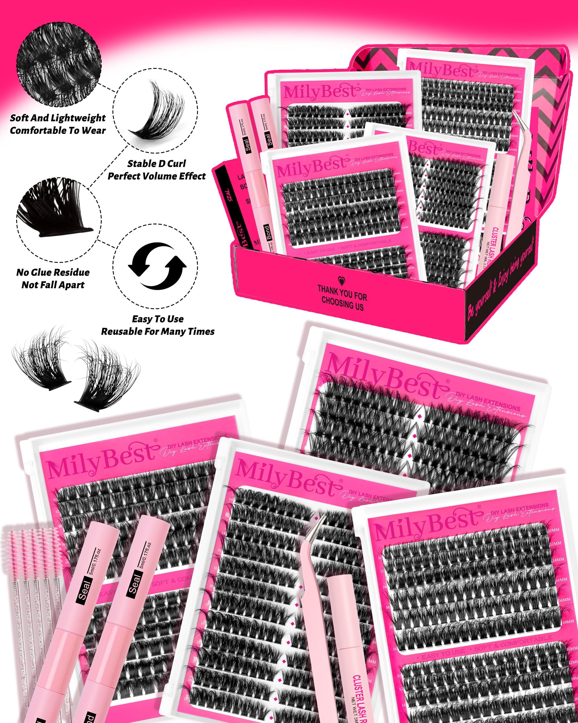 MilyBest lash brushes collection for tidy finishing and grooming