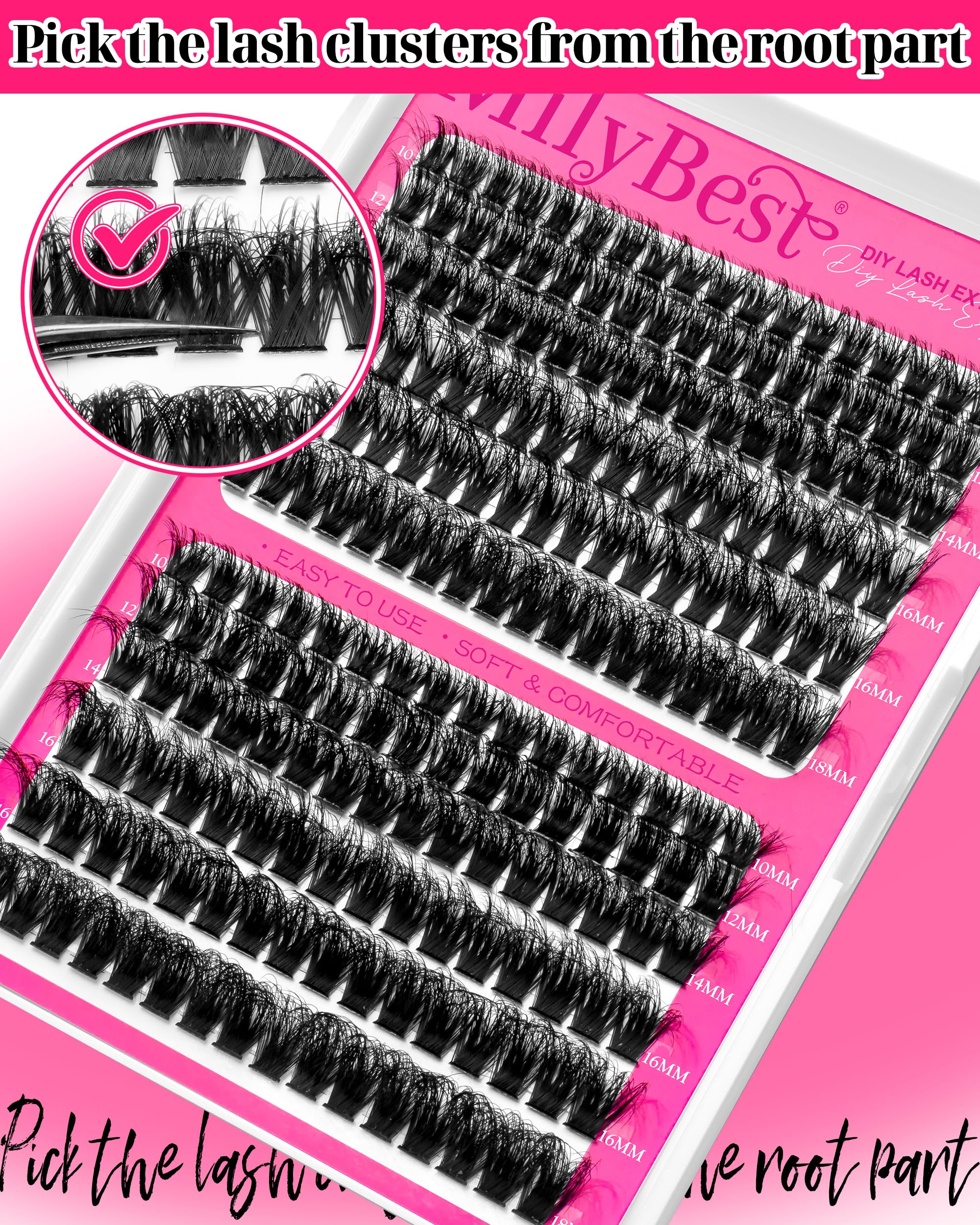 MilyBest lash clusters DCurl 100D for denser volume options