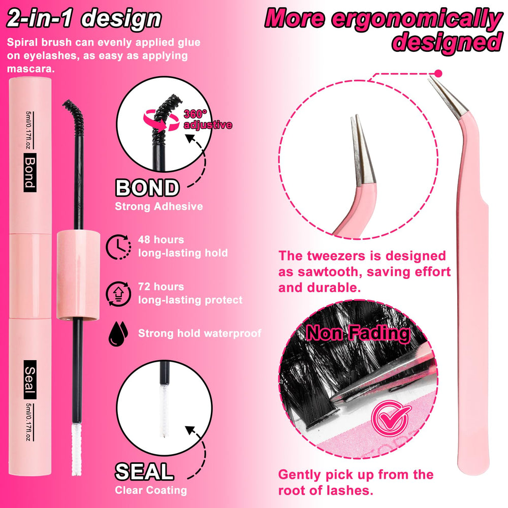 MilyBest Lash Clusters Kit density options for instant volume.