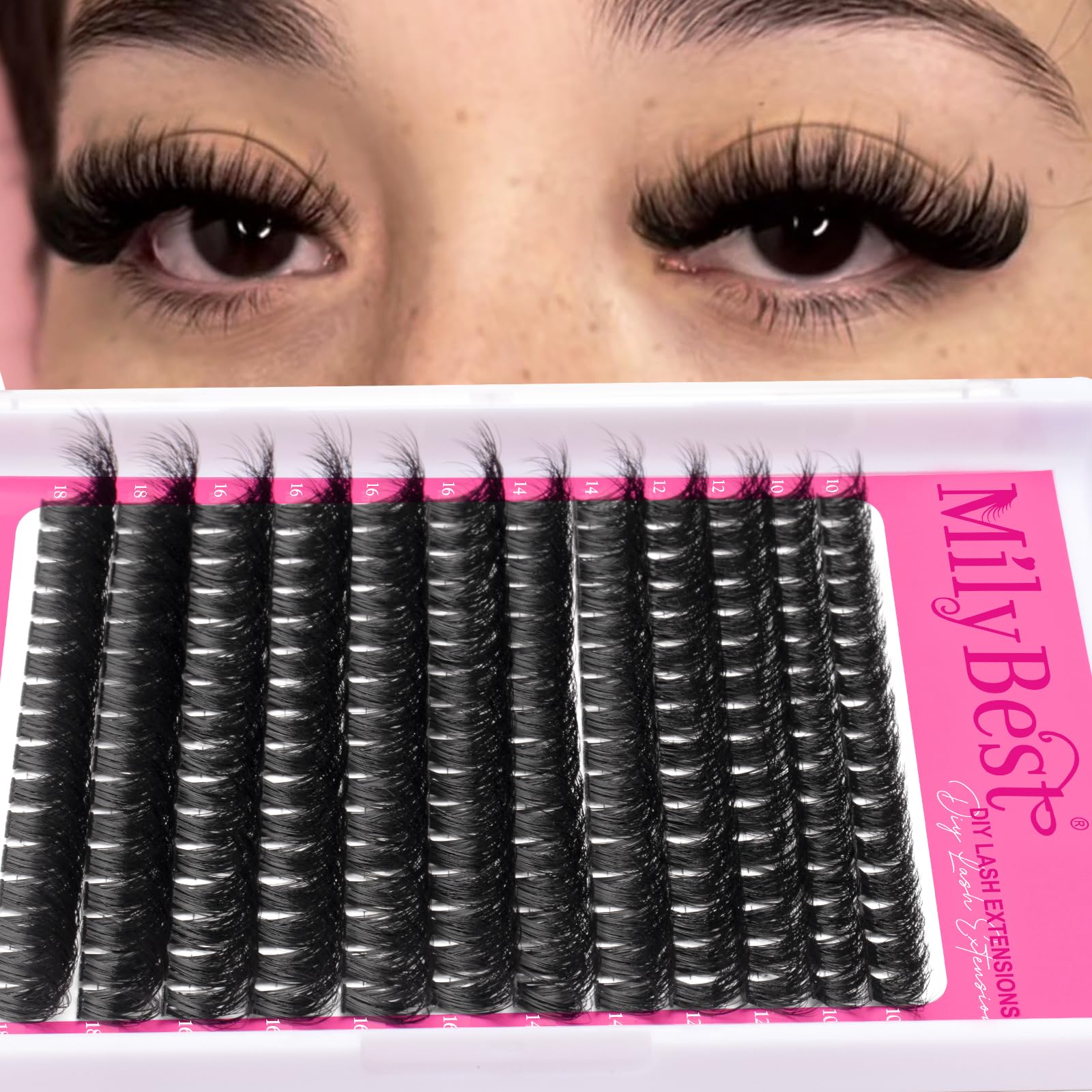 MilyBest Lash Clusters Kit featherweight fibers for comfortable wear.