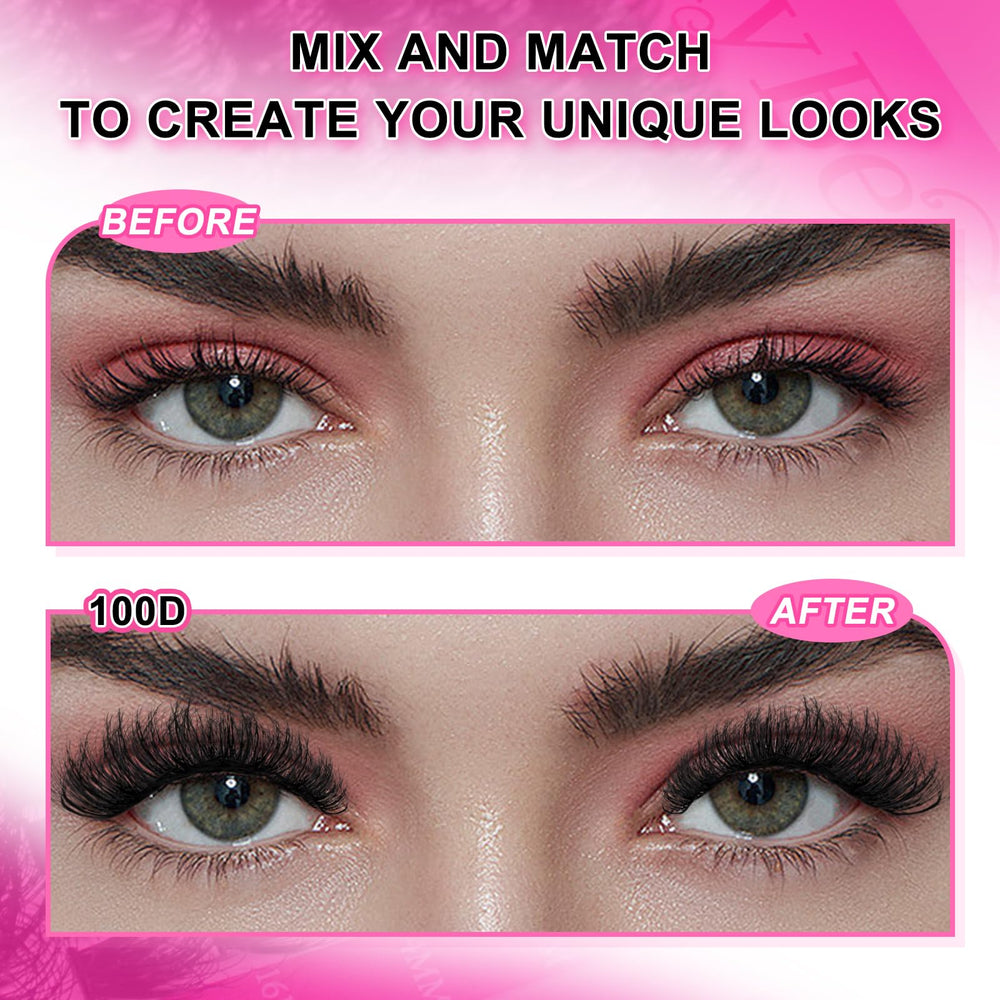 MilyBest Lash Clusters Kit lengths 10-18mm for varied styles.