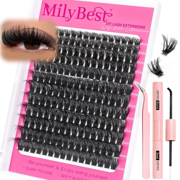 MilyBest Lash Clusters Kit tray showing 60D density for versatile looks.