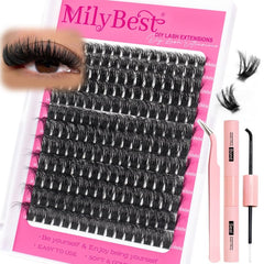 MilyBest Lash Clusters Kit tray showing 60D density for versatile looks.